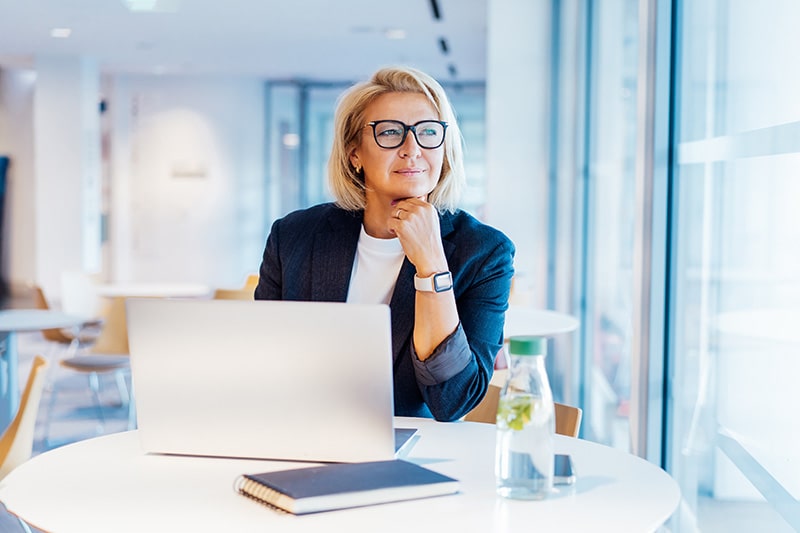 College counselor at her desk