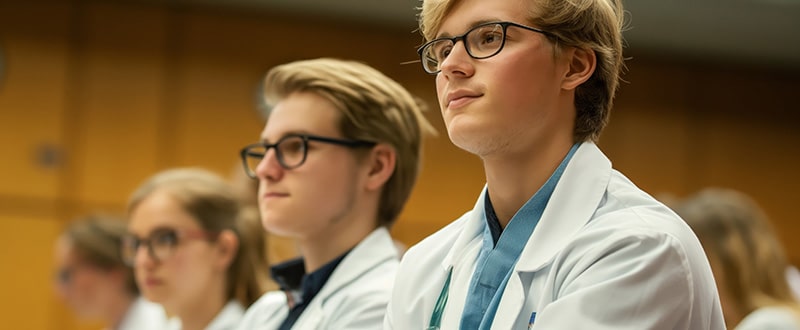 Medical students in white coats