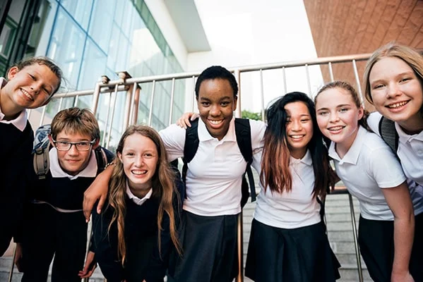 Group of happy high school students