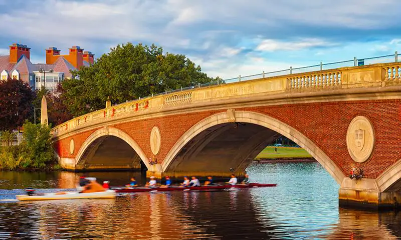 Harvard campus by the river