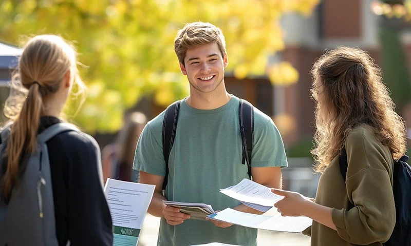 Students walking on a college campus
