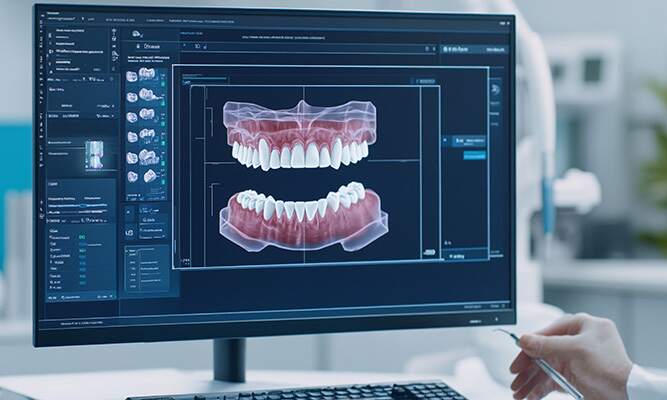 Dental research on a computer screen