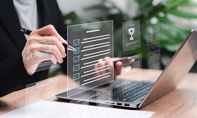 Digital checklist for tracking application progress