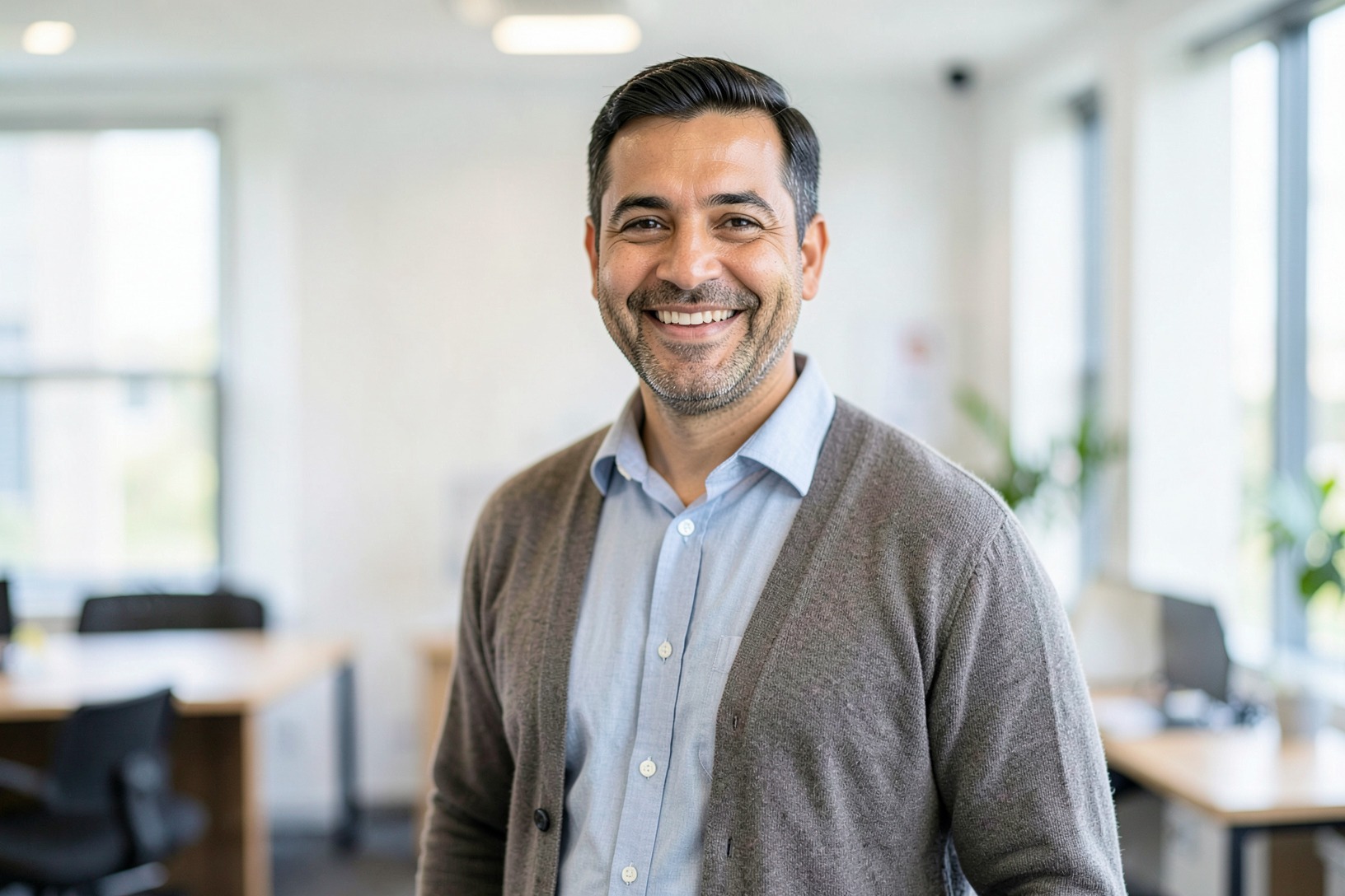 Smiling counselor in a meeting