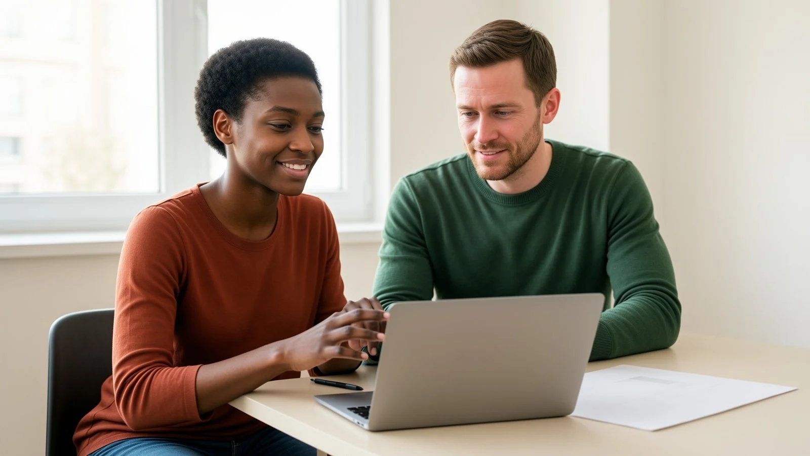 A writer and a parent working together at a laptop